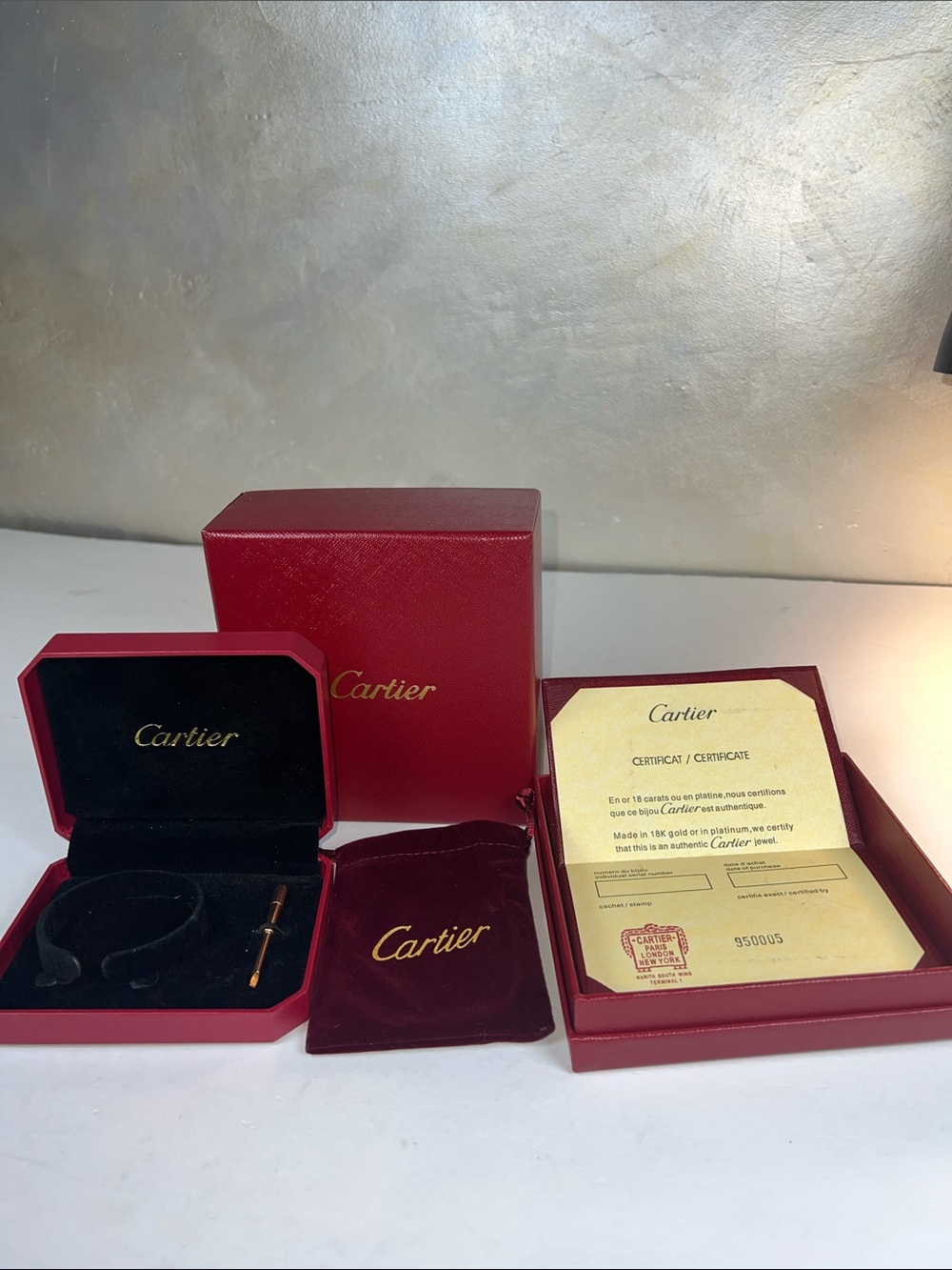 Cartier Red Presentation Box Set with Gold Logo